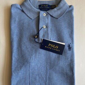 Polo Ralph Lauren Custom Slim Fit Mesh Polo Short Sleeve Shirt Blue Isle Heather